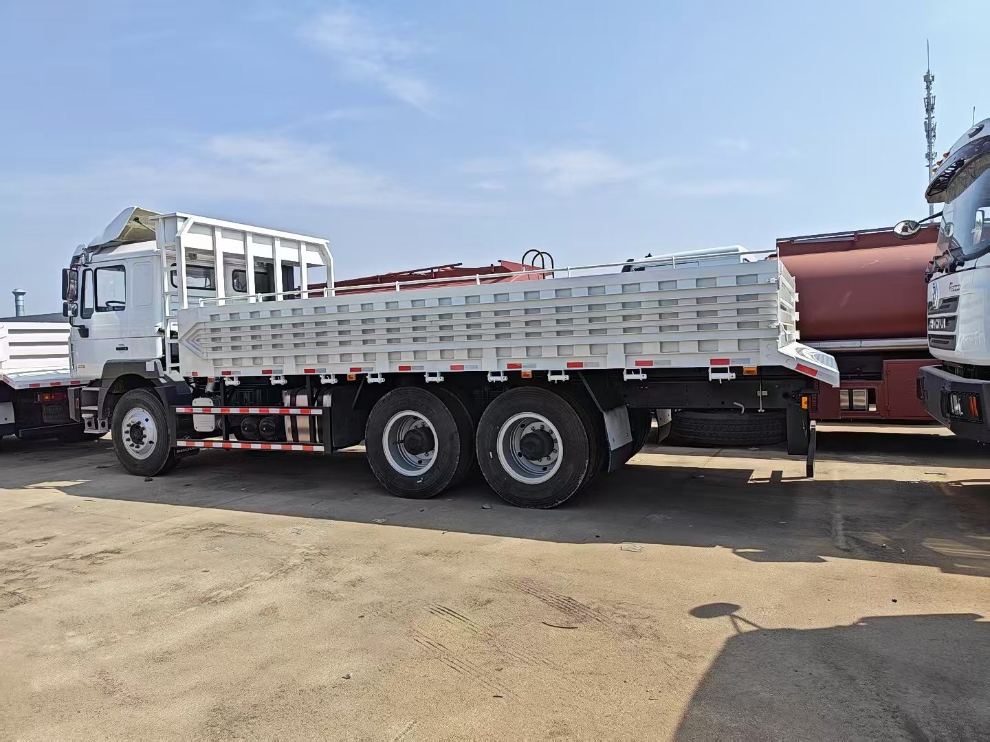 White SHACMAN F3000 6x4 cargo truck with high side body